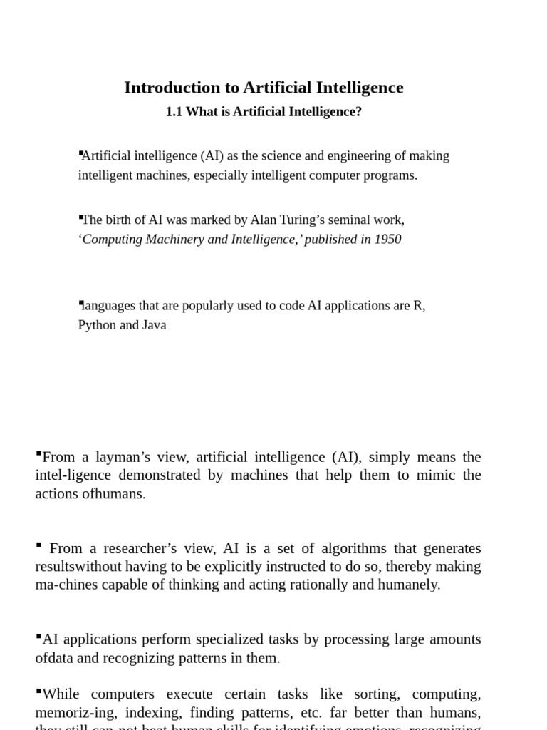 Ai Chapter1 Presentation | PDF | Artificial Intelligence | Intelligence ...