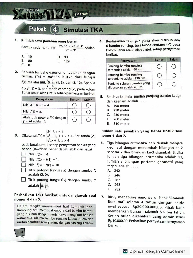 MTK Paket 4 Simulasi Tka | PDF