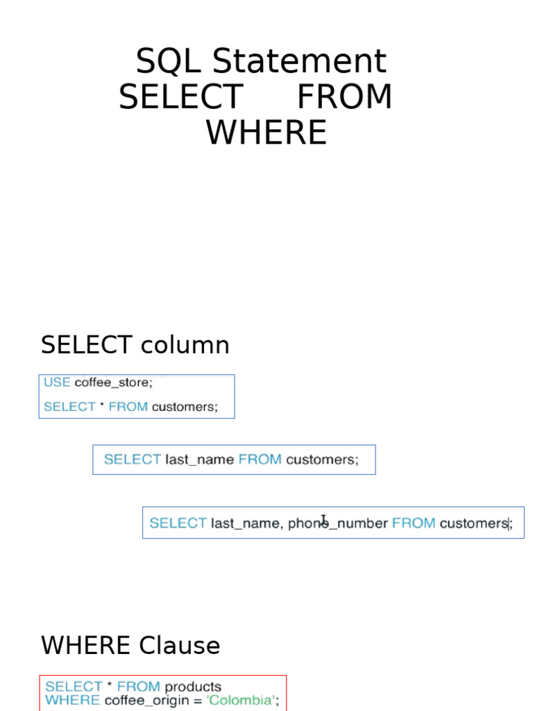 SQL Statement (Select From Where) | PDF