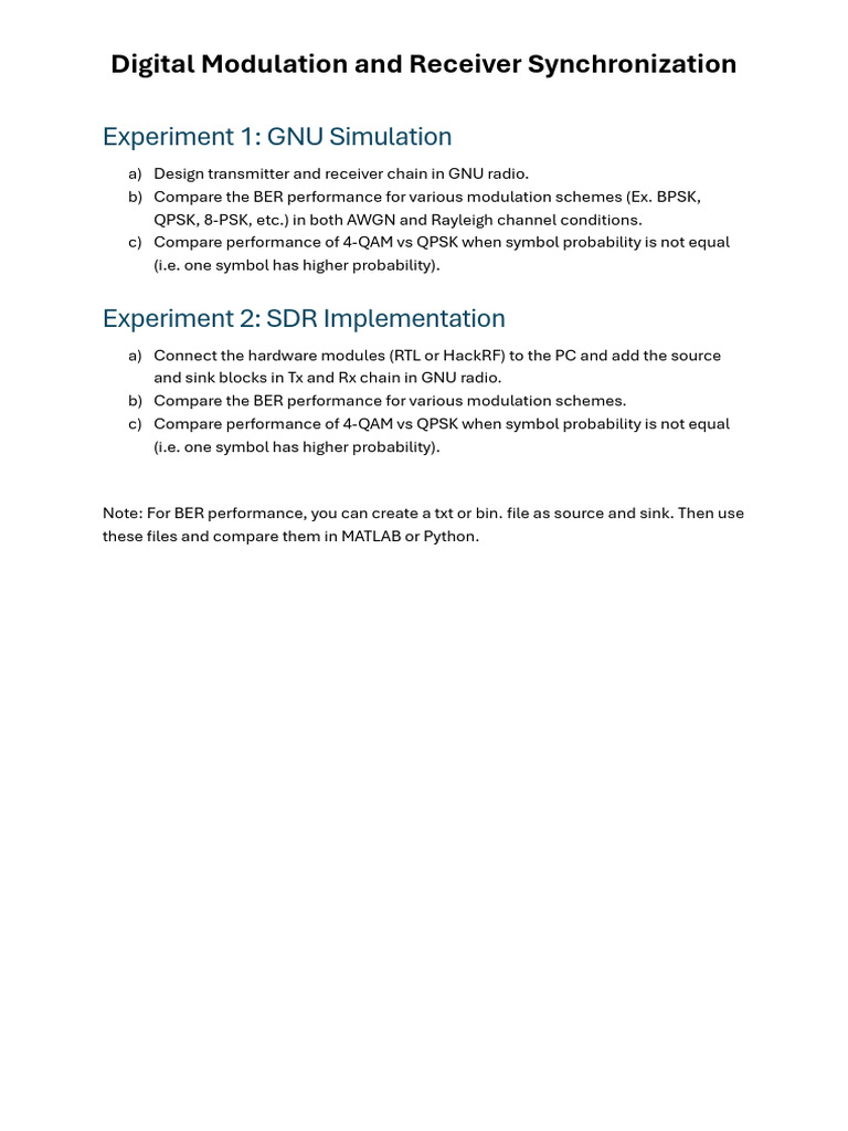 Digital Modulation BER Analysis in GNU Radio | PDF