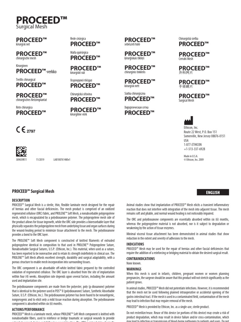 PROCEED™ Surgical Mesh Overview | PDF | Surgical Suture | Implant ...