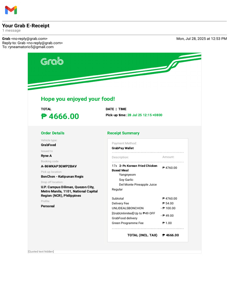 How to Obtain Your GrabFood Receipt | PDF | Cuisine | Foods