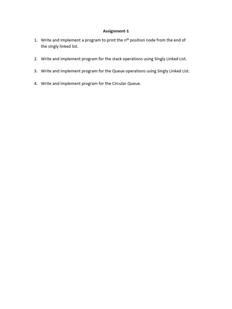 Singly Linked List Program Assignments | PDF