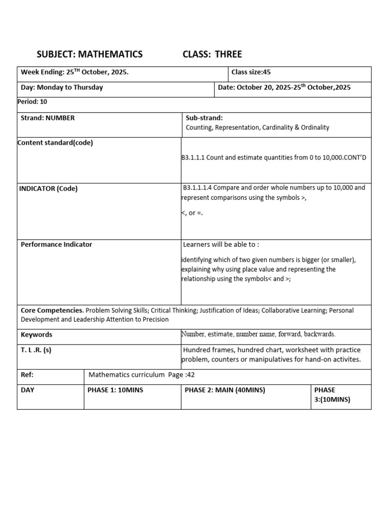 Class 3 Weekly Lesson Plans: Math, Science, English | PDF | Mathematics ...