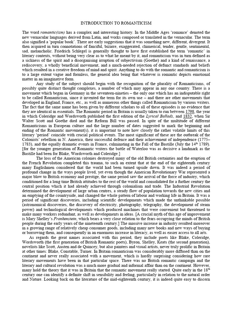 Overview of Romanticism in Literature | PDF | William Blake | Romanticism