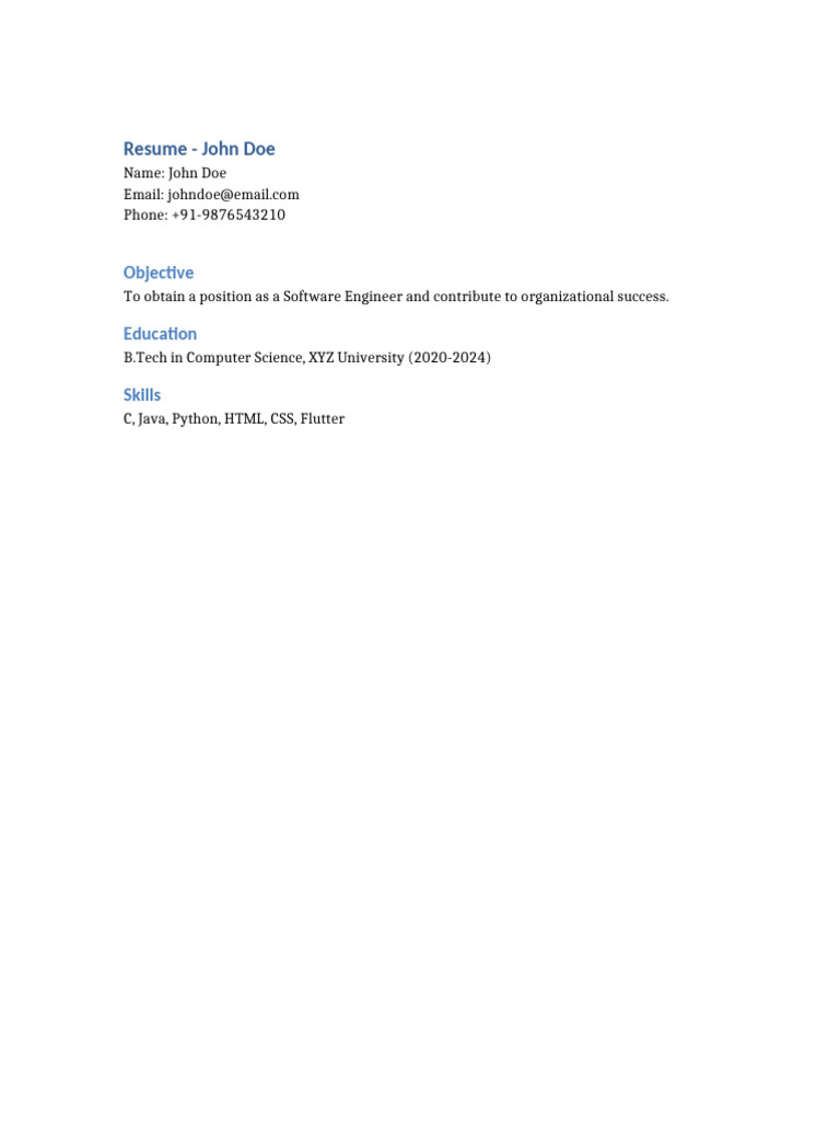 John Doe Software Engineer Resume | PDF