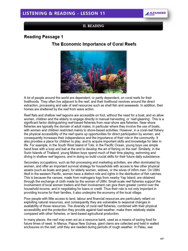 Reading 20.10 | PDF | Coral Reef | Learning
