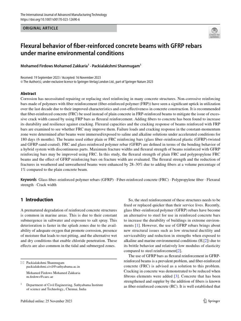 Flexural Strength of FRC Beams with GFRP | PDF | Reinforced Concrete ...