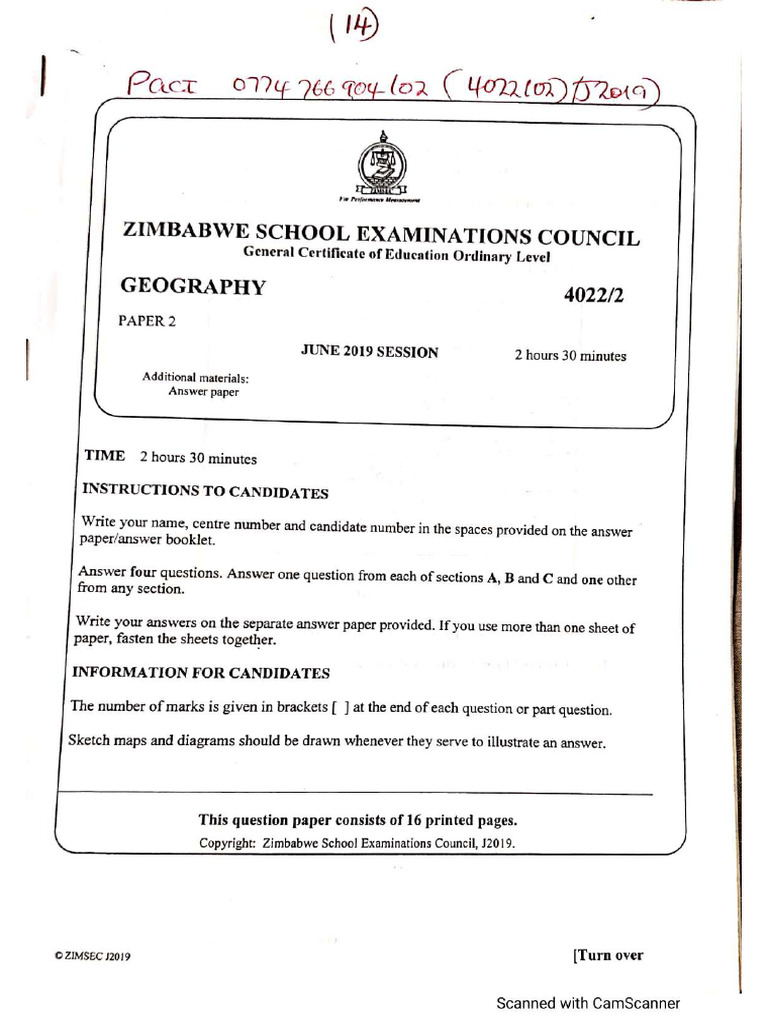 June 2019 Geo Paper 2 | PDF