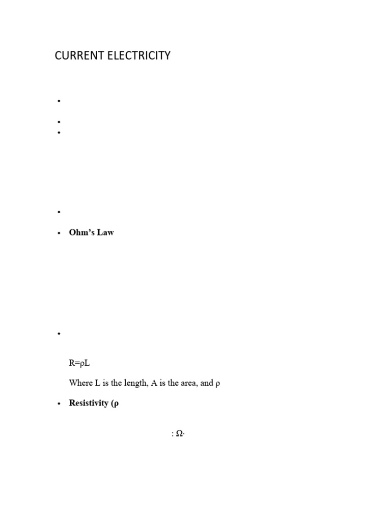CURRENT ELECTRICITY | PDF | Electrical Resistivity And Conductivity ...