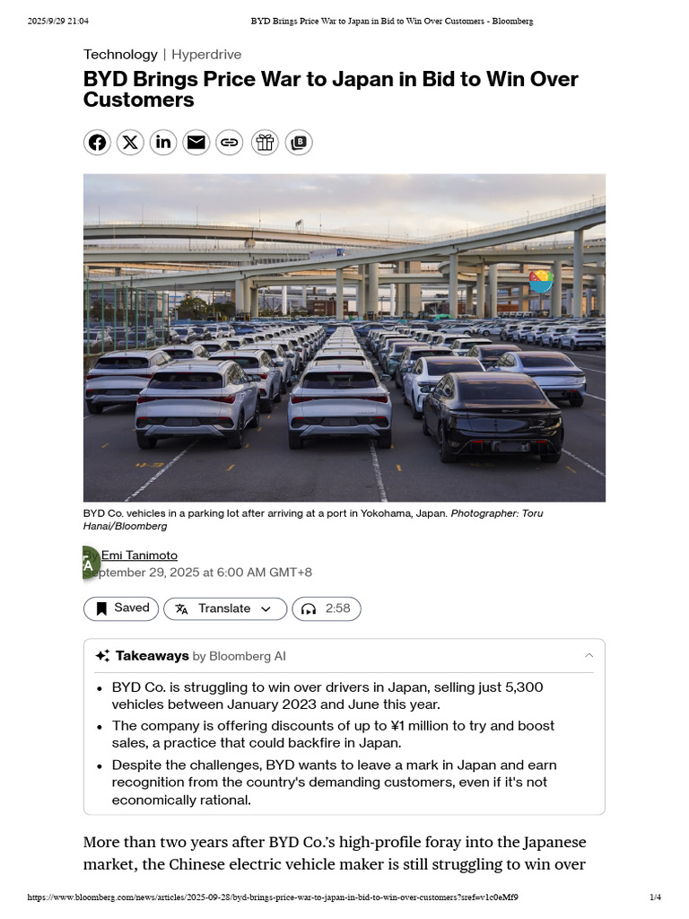 BYD's Price War Strategy in Japan | PDF | Toyota | Automotive Industry