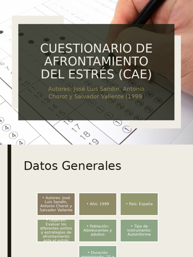 Cuestionario Afrontamiento Estres CAE | PDF | Estrés (biología) | Sicología