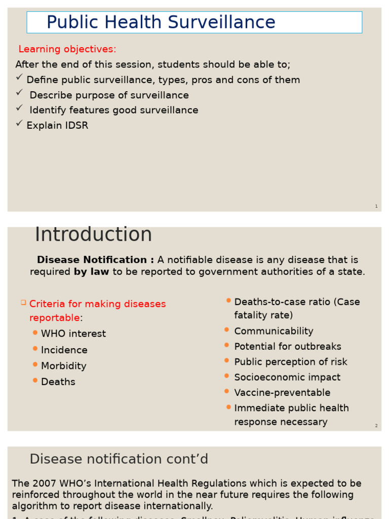 Public Health Surveillance Overview | PDF | Public Health | Eradication ...