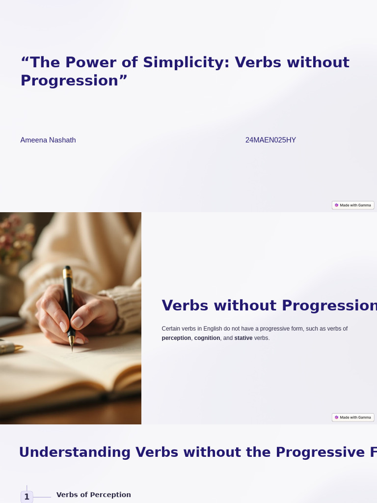 The Power of Simplicity Verbs Without Progression | PDF | Perception ...