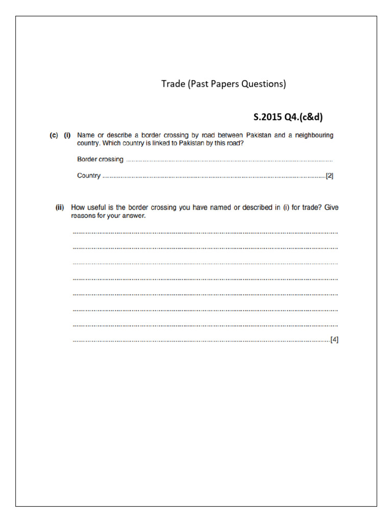 Trade Past Papers Questions Summary | PDF