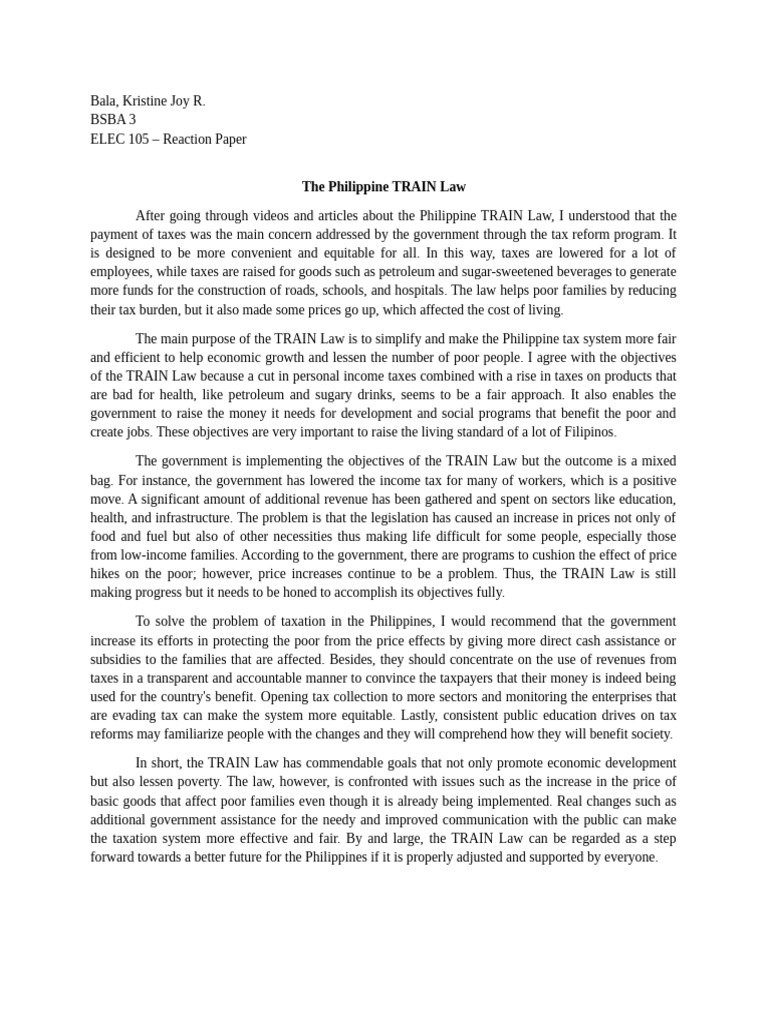 Philippine TRAIN Law Analysis and Impact | PDF | Cost Of Living | Taxes
