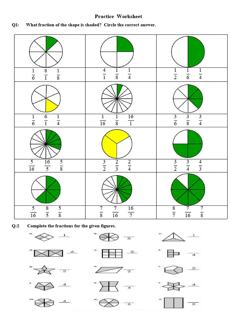 Fraction Practice Worksheet for Kids | PDF