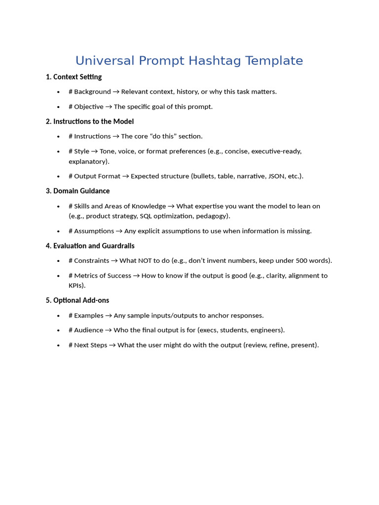 Universal Prompt Hashtag Guide | PDF