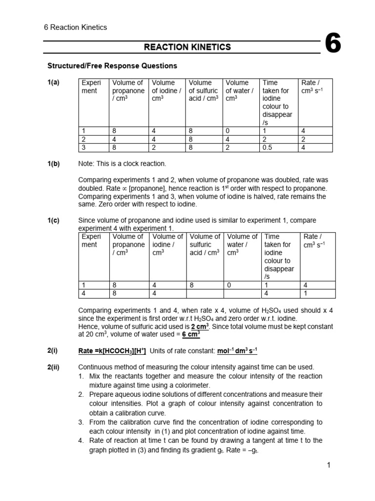 6 Reaction Kinetics | PDF | Reaction Rate | Chemical Reactions