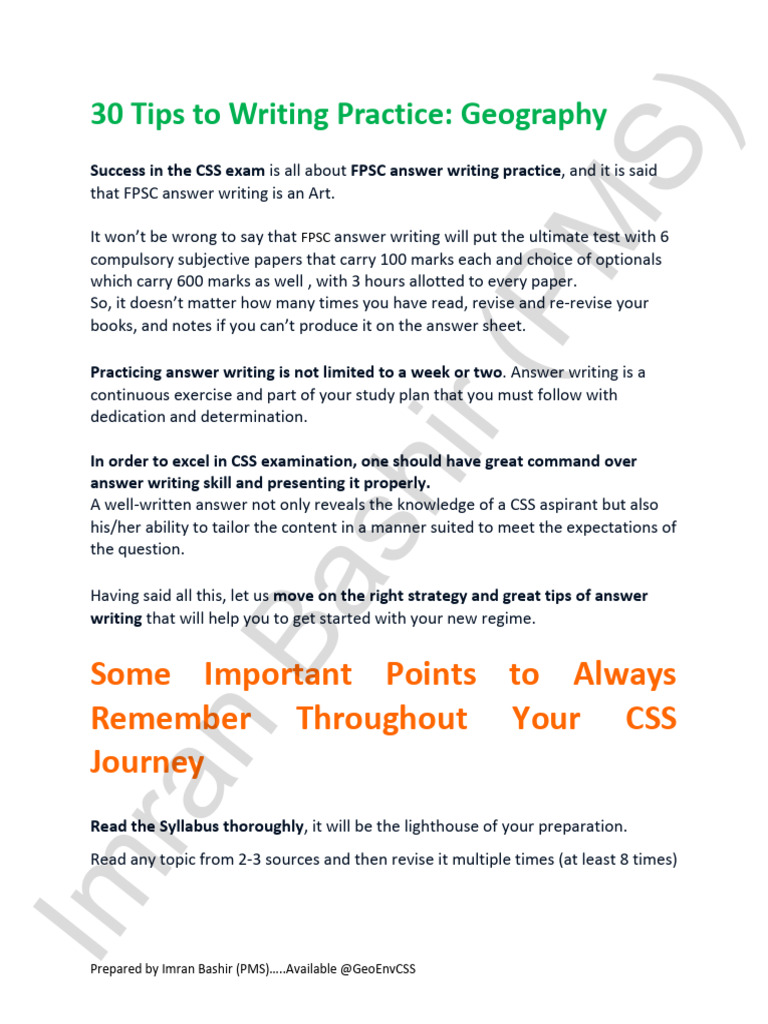 30 Geography Answer Writing Tips | PDF