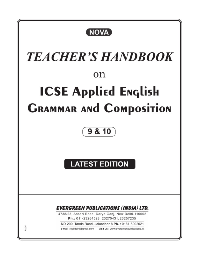 Nova Icse Applied English Grammar and Composition 9-10-10 | PDF