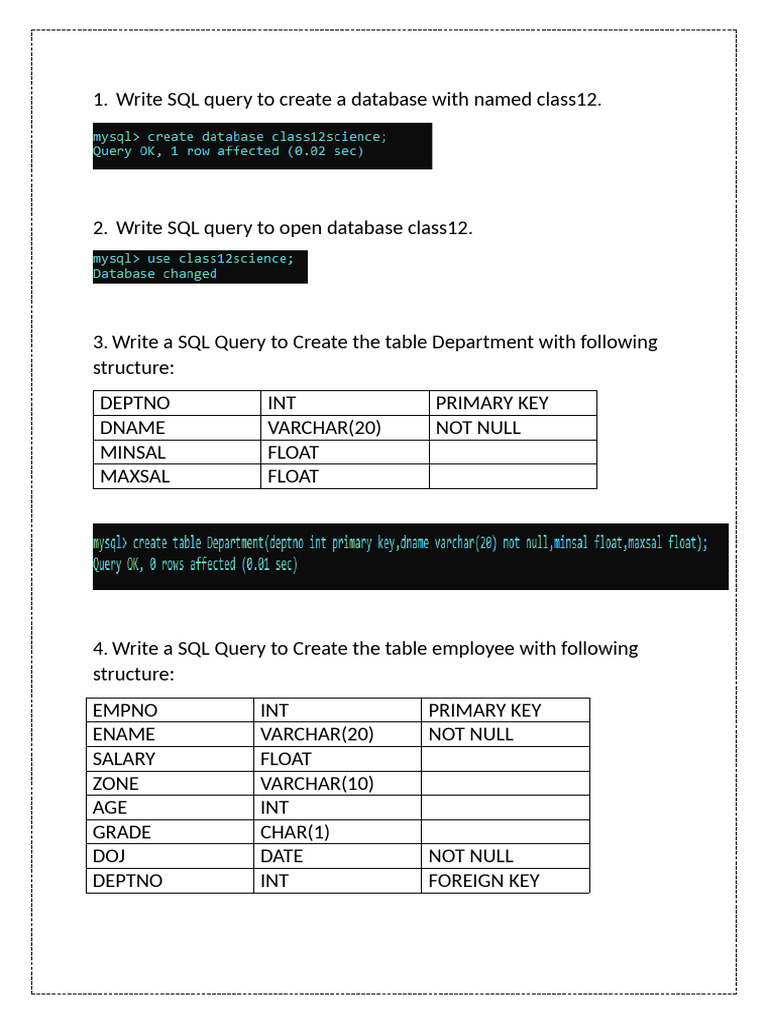 SQL Queries for Database Management | PDF | Salary | Sql