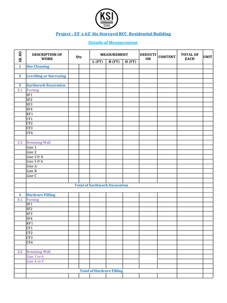 RCC Residential Building Measurement Guide | PDF | Masonry | Brick
