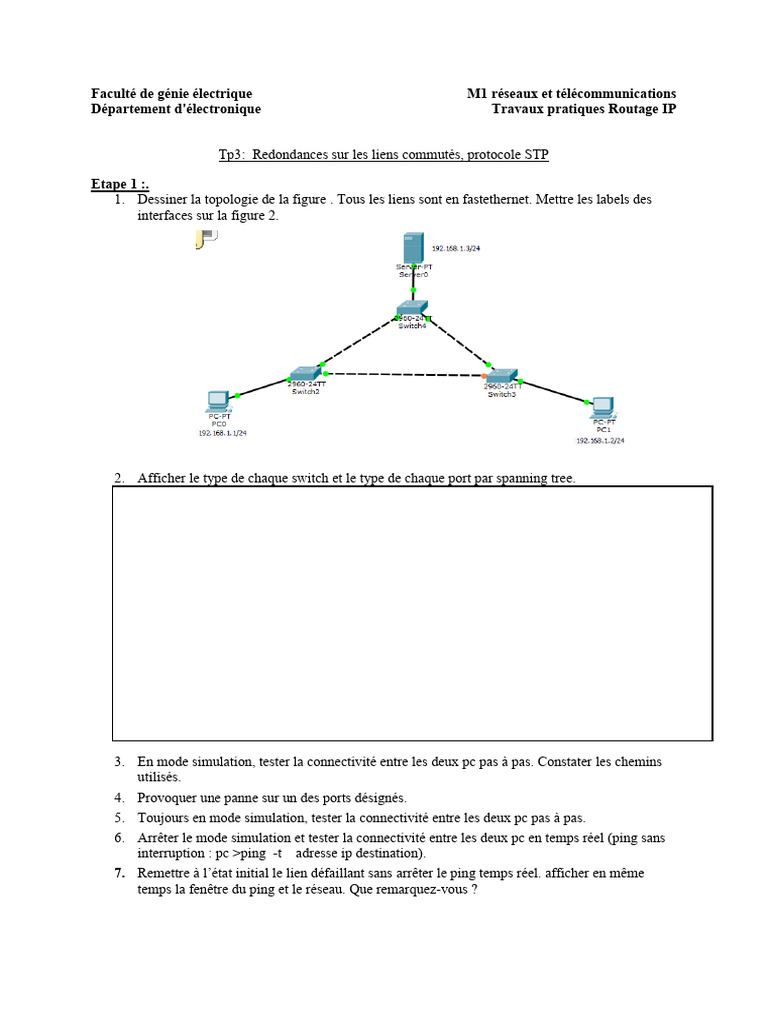 Redondance et STP en Routage IP | PDF