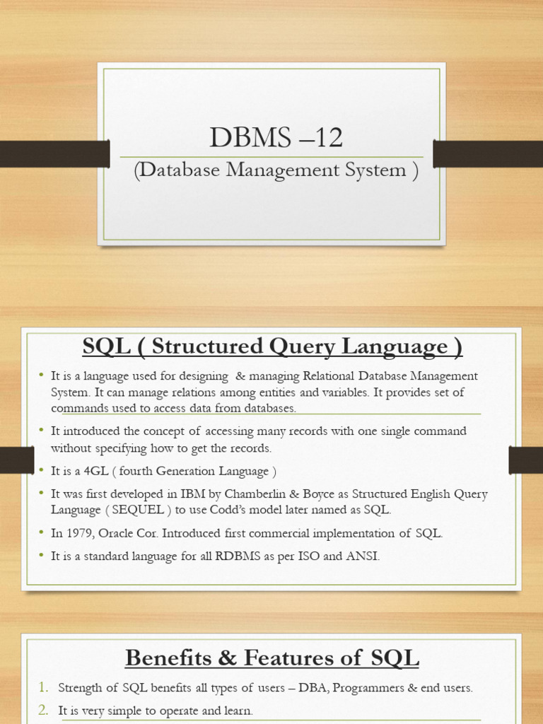 Overview of SQL in DBMS | PDF