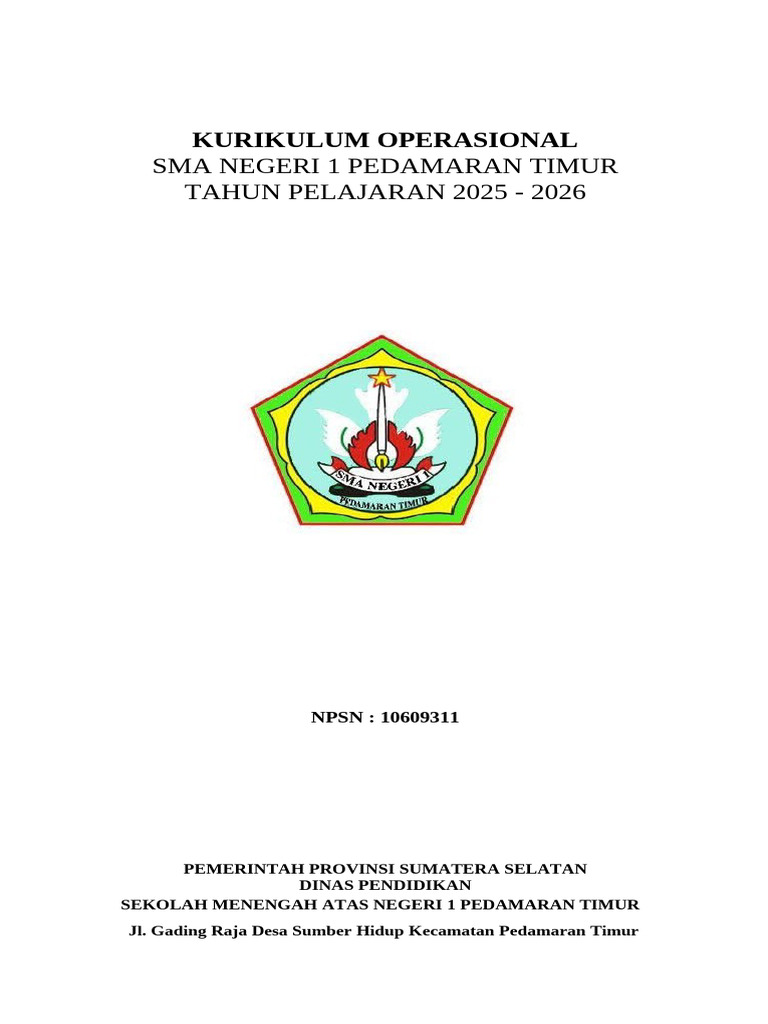 Contoh KOSP Kurikulum Merdeka 2025 | PDF