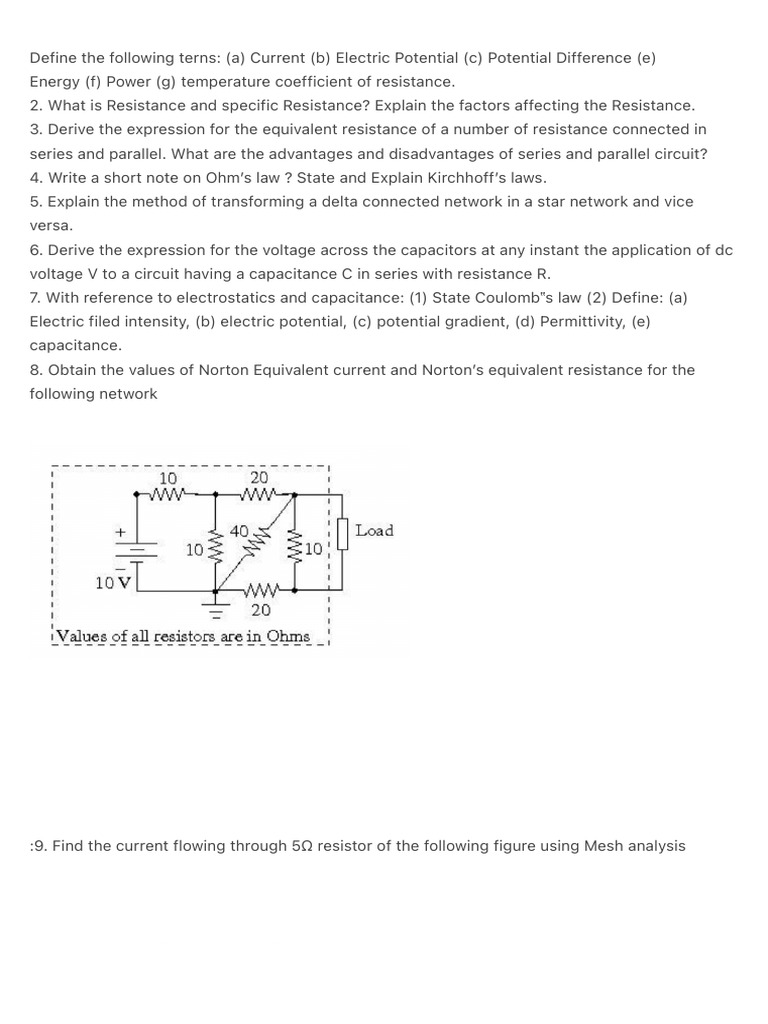 Electrical Concepts and Circuit Analysis | PDF