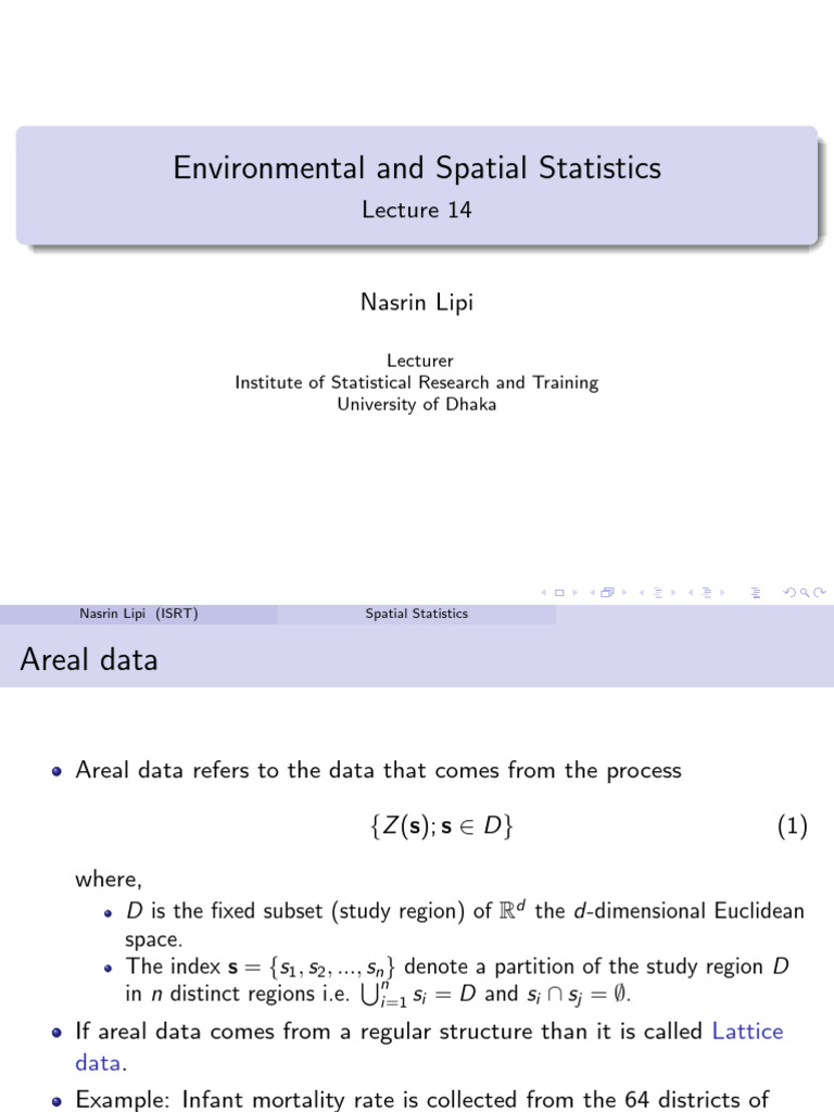 Spatial Statistics and Areal Data Analysis | PDF | Spatial Analysis ...
