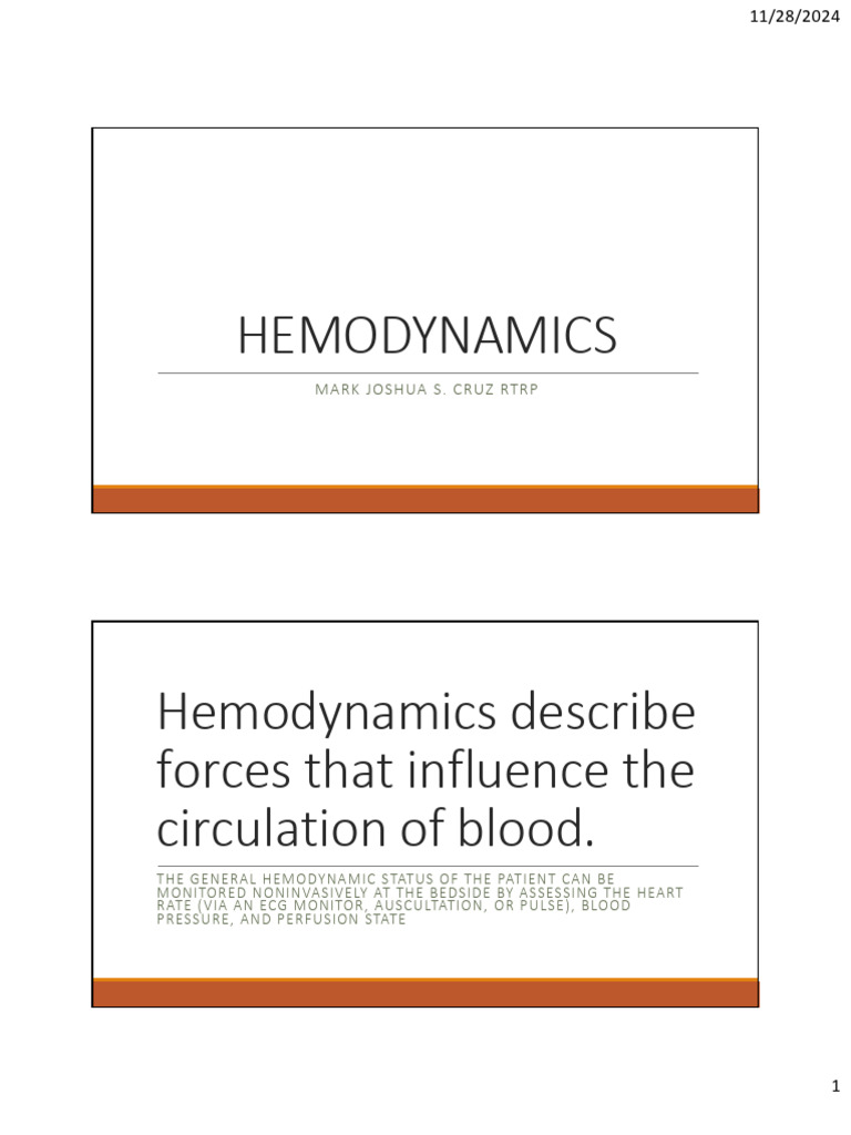 Understanding Hemodynamics and Blood Pressure | PDF | Blood Pressure ...
