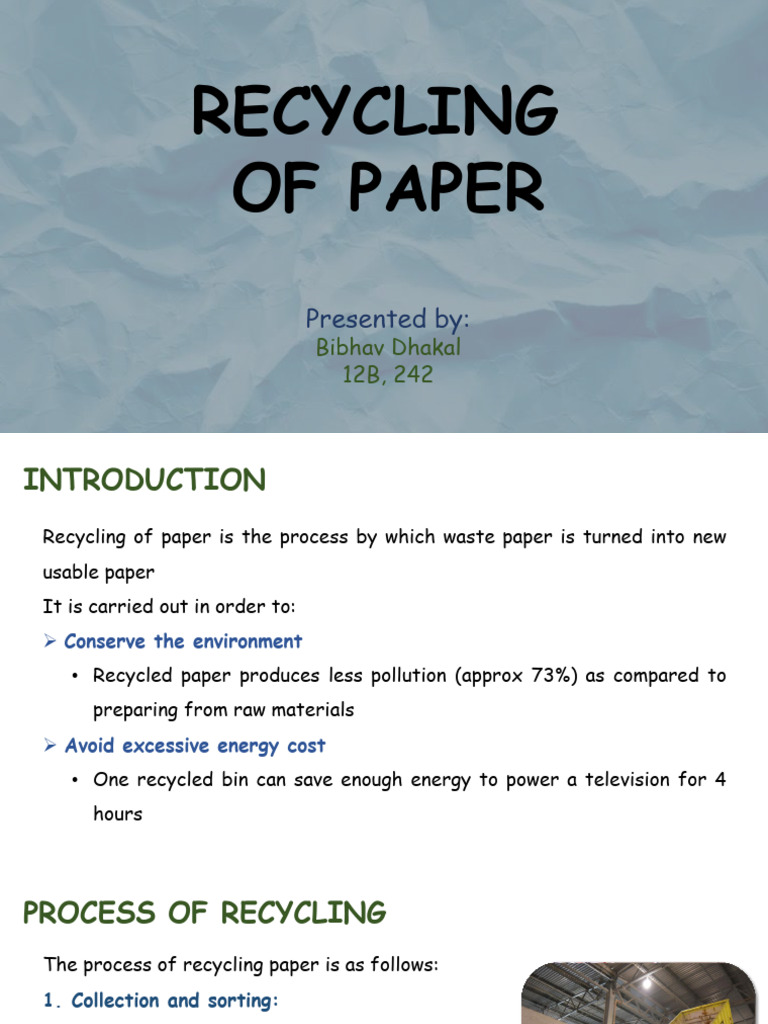 Paper Recycling Process Overview | PDF