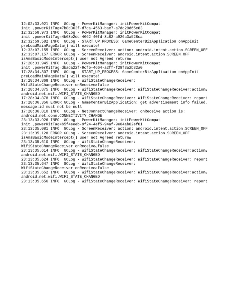 PowerKitManager and Screen Receiver Logs | PDF