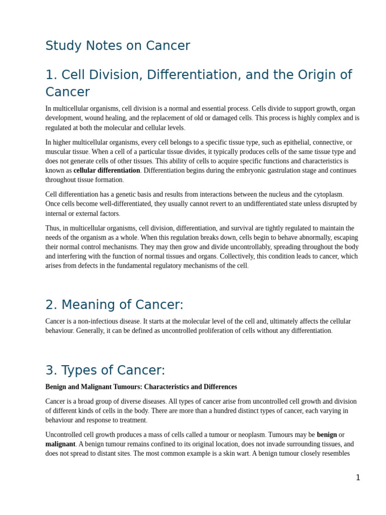 Overview of Cancer Biology and Types | PDF | Apoptosis | Neoplasms