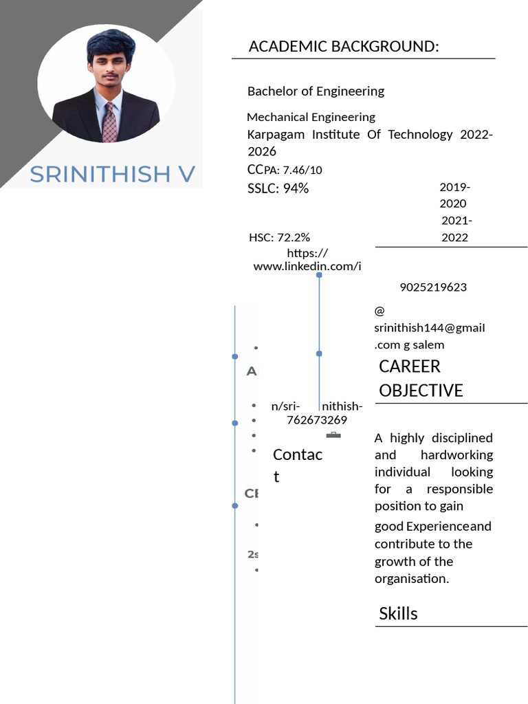 Mechanical Engineering Student Profile | PDF