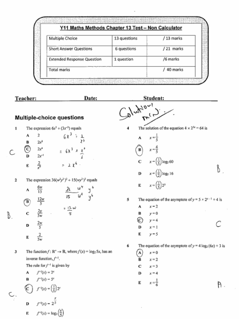 11MM Exponential and Logarithmic Functions 2016 Summative Test ...