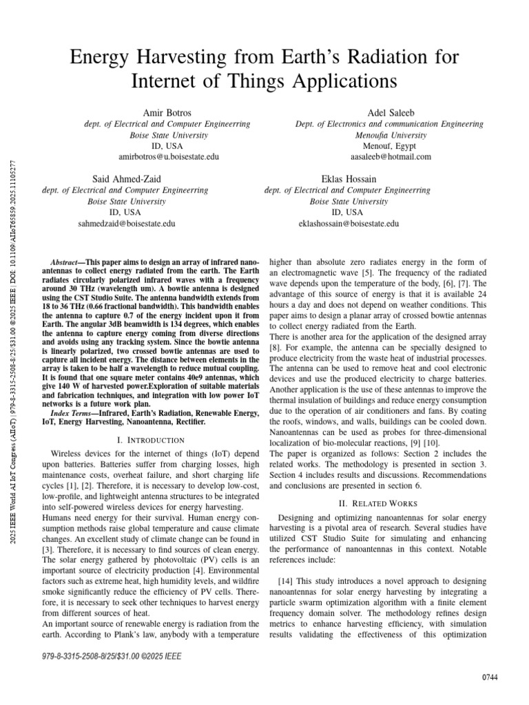 Energy Harvesting From Earths Radiation for Internet of Things ...