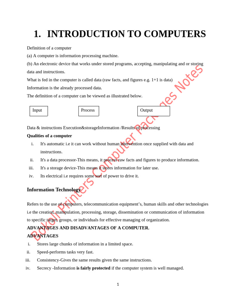 Introduction to Computers and Their Uses | PDF | Computer Data Storage ...