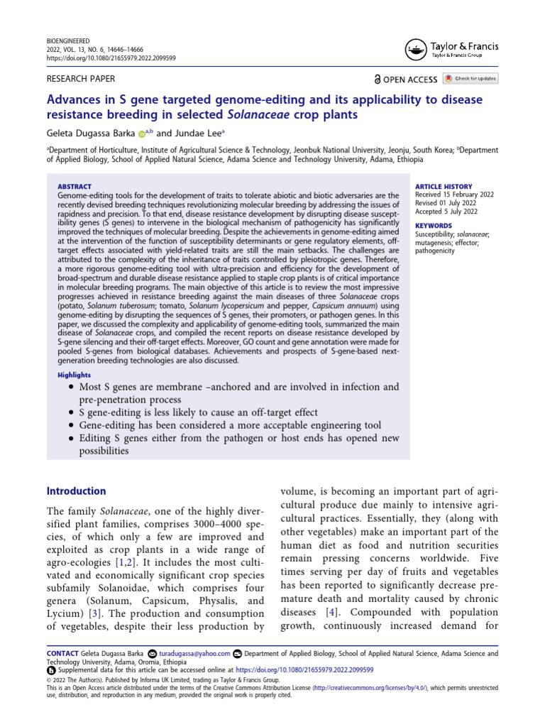 Advances in S Gene Targeted Genome-Editing and Its | PDF | Crispr | Dna