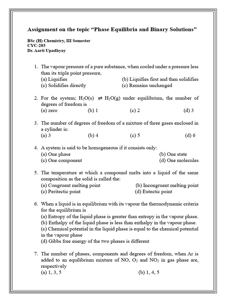 Phase Equilibria in Binary Solutions | PDF | Phase (Matter) | Phase Rule