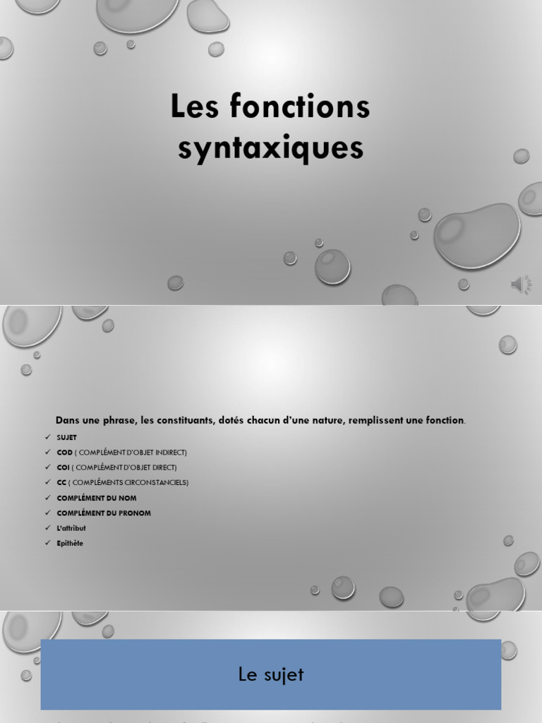 Fonctions syntaxiques en français | PDF | Complément d'objet ...