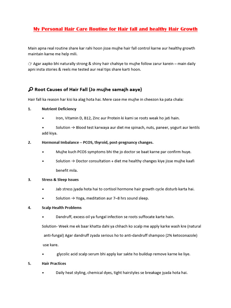 My Personal Hair Care Routine For Hair Fall and Healthy Hair Growth ...