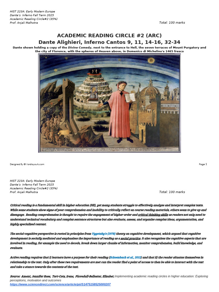 HIST+223A +Academic+Reading+Circle#2+Template+ | PDF | Divine Comedy ...