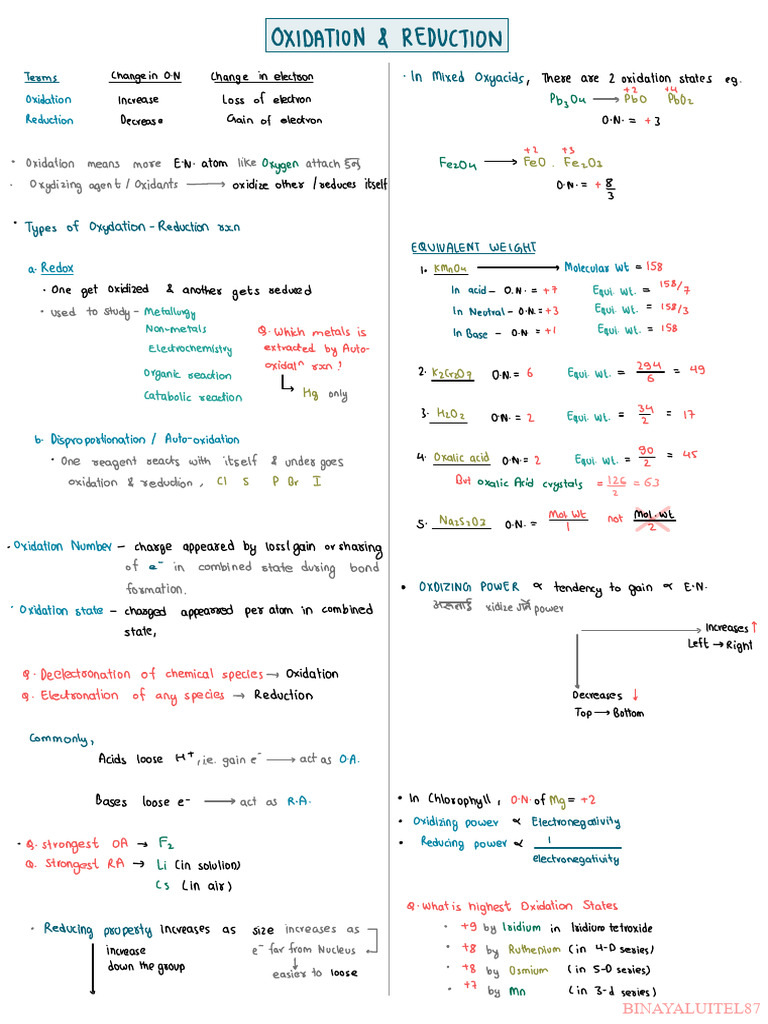 Oxidation Reduction | PDF | Redox | Applied And Interdisciplinary Physics