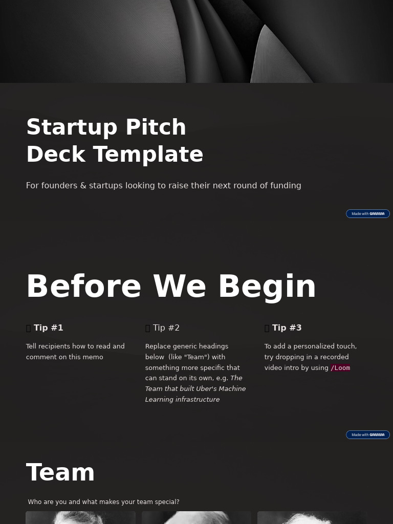 Startup Pitch Deck Template | PDF