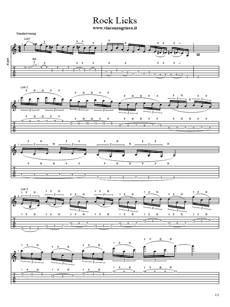 Rock Guitar Licks | PDF | Guitar Family Instruments | Irish Musical ...