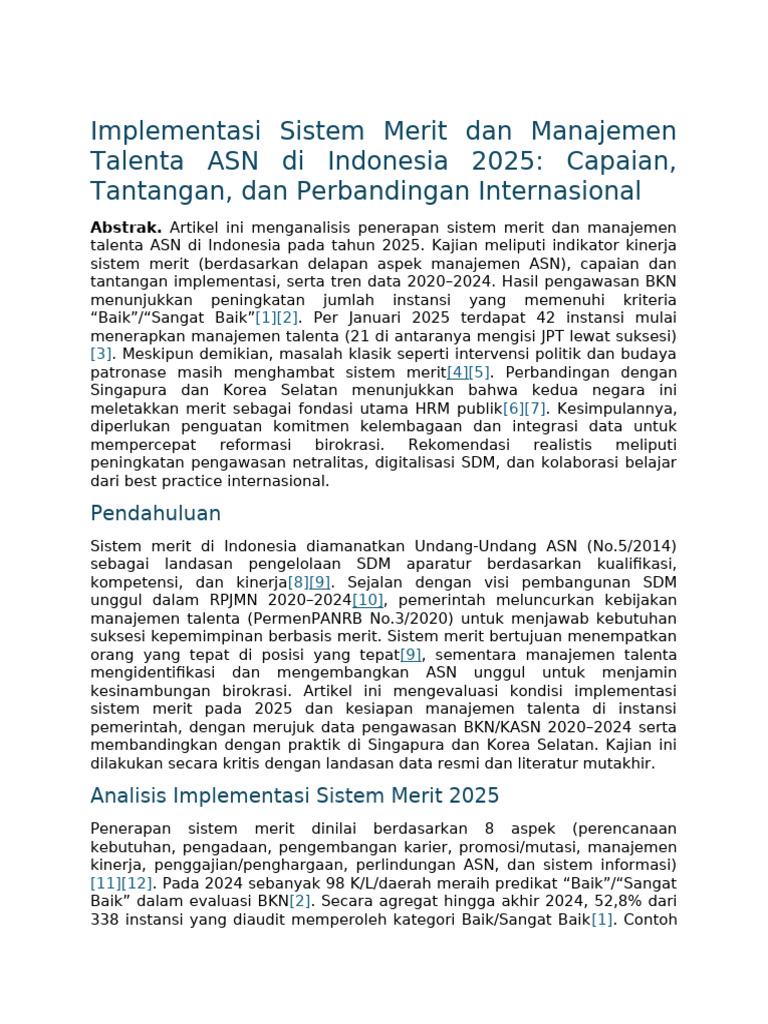Sistem Merit ASN Indonesia 2025: Capaian & Tantangan | PDF