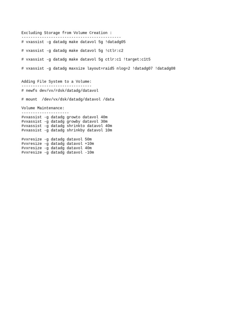 Volume Management Commands Guide | PDF